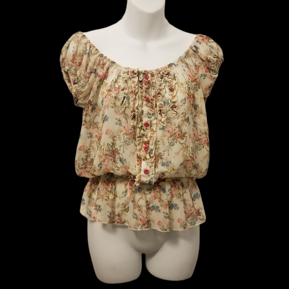 Papaya Sheer Off Shoulder Top Sz Medium
